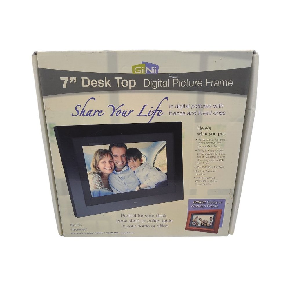 giinii 7" desktop digital picture wooden frame model GH-713P